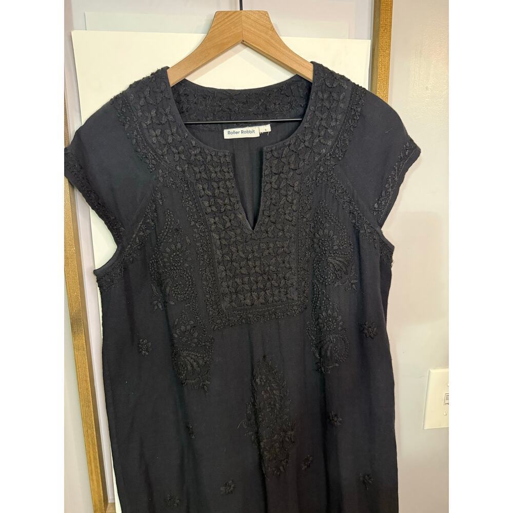 ROLLER RABBIT Faith Embroidered Black shift dress size small - Picture 3 of 10